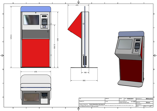 This kiosk, comes with a low level interactive display, suitable for many uses.